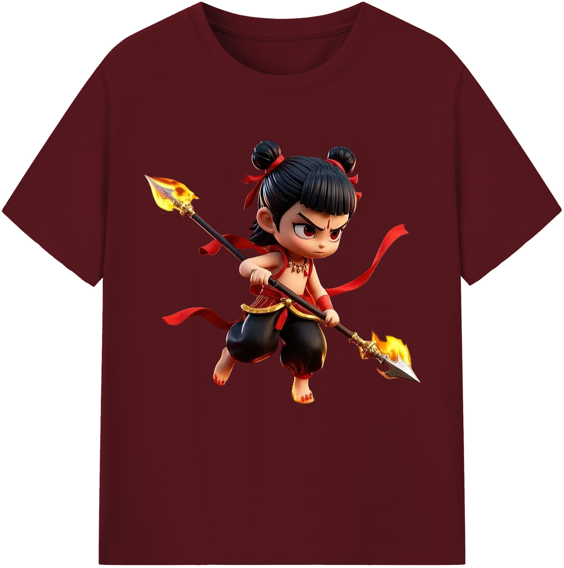 （画像用） Ne Zha 2 ナタ 魔童の大暴れ 綿100％半袖Tシャツ（フロントプリント）